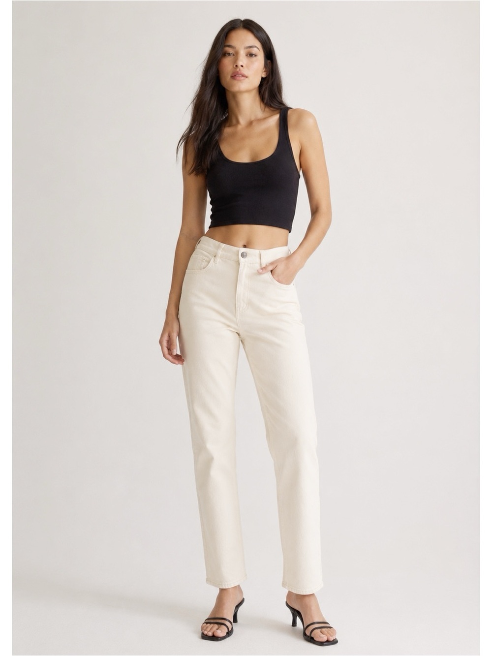Wilfred Free Aritzia Woman Cream High Rise Straight Pants US6 Minimalist Classic